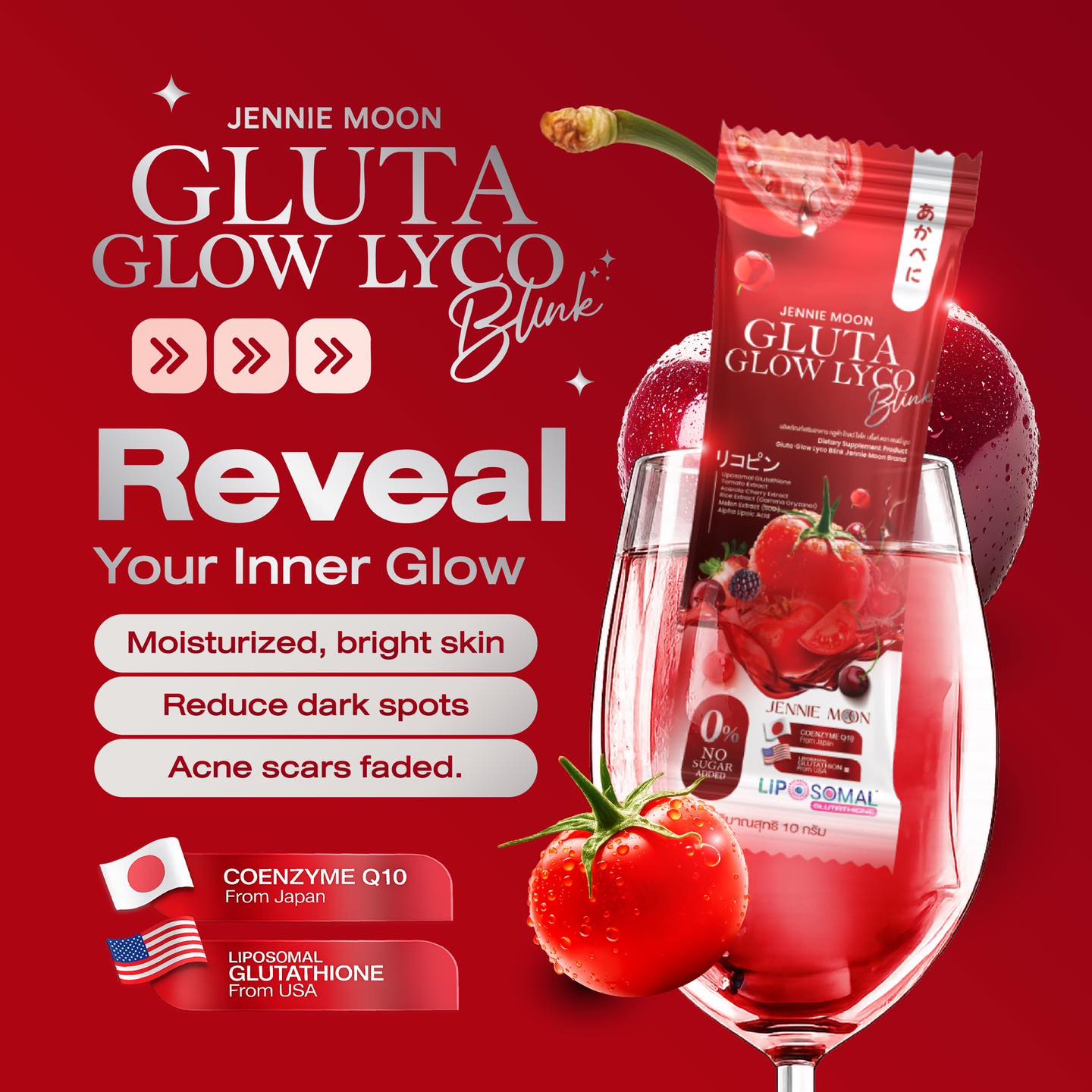 Jennie Moon Gluta Glow Lyco Blink Drink (30 Sachets)
