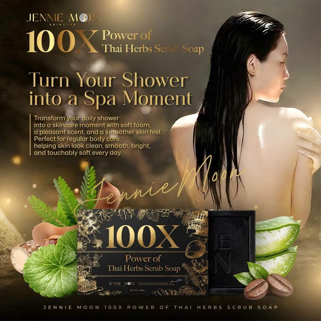 JENNIE MOON BLACK 100X POWER OF THAI HERBS SCRUB SOAP (160G)