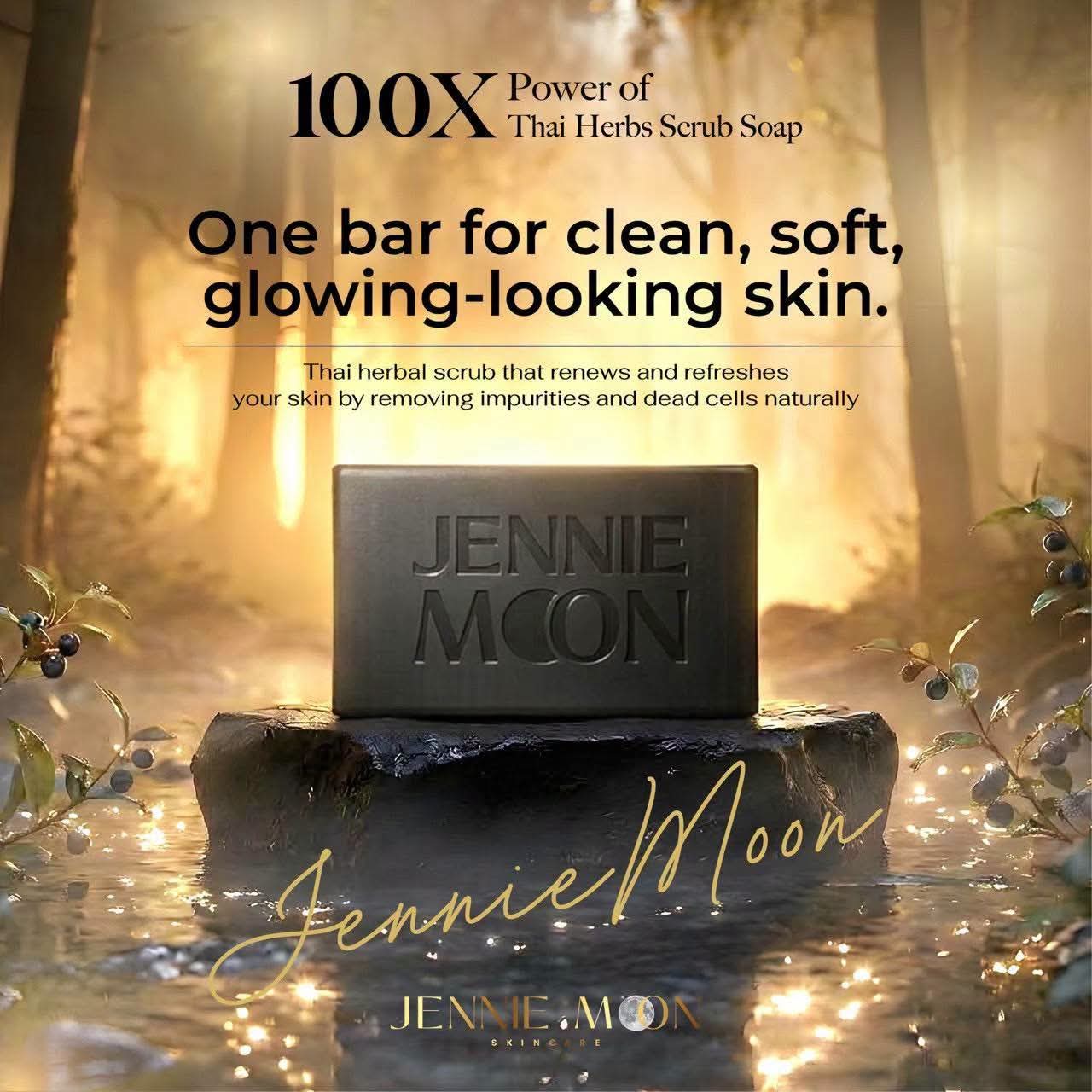 JENNIE MOON BLACK 100X POWER OF THAI HERBS SCRUB SOAP (160G)