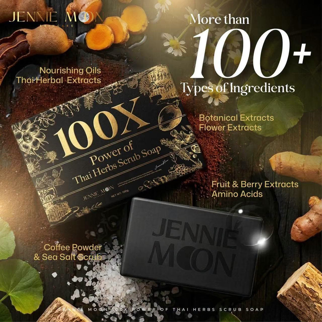 JENNIE MOON BLACK 100X POWER OF THAI HERBS SCRUB SOAP (160G)